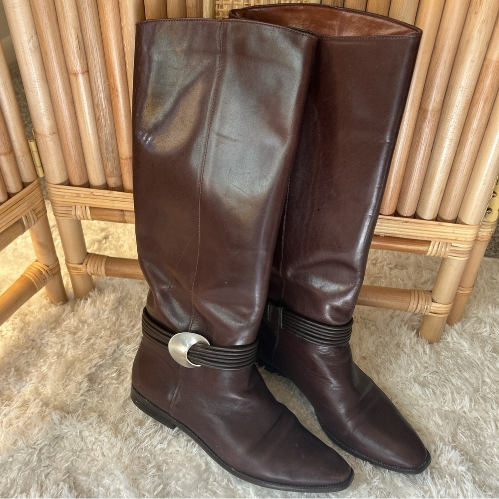 Unisa Chocolate Brown Leather Knee High Boots